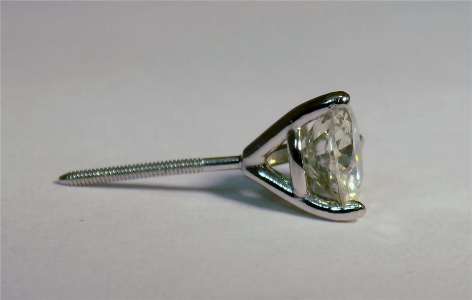 СЕРТИФИЦИРОВАННЫЙ ПЛАТИНЫ 1,15 КАРАТ КРУГЛЫЙ БРИЛЛИАНТ ПАСЬЯНС ОДИН СЕРЬГИ-ГВОЗДИКИ - Изображение 3 из 4