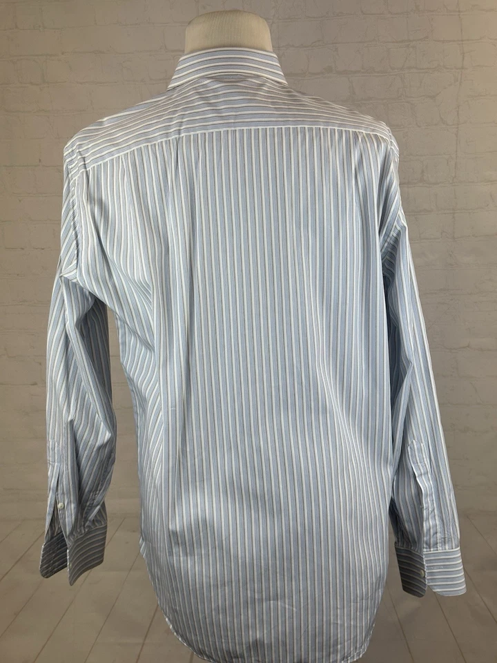 Ermenegildo Zegna Men's Light Blue Stripe Cotton Dress Shirt 16 41 34/35 $798 - Image 4 of 4