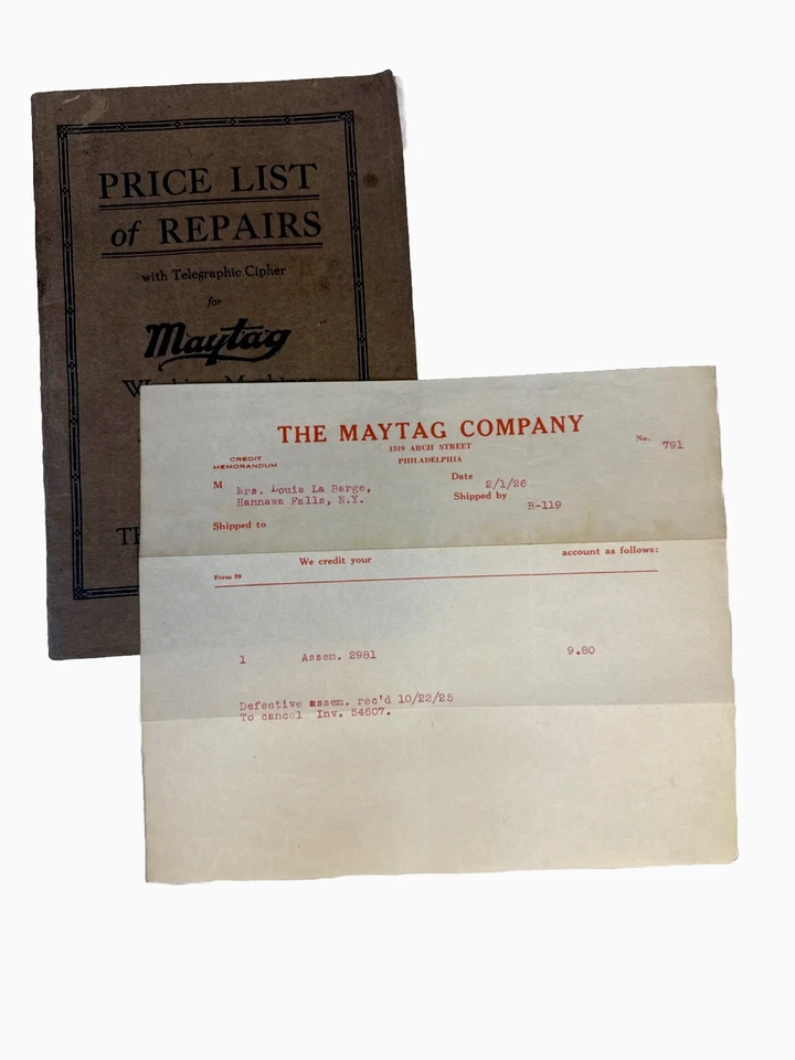 Lista de piezas de motor y lavadora multimotor Maytag 1926 OEM ORIGINAL CON DOC AM Foto 2 de 4
