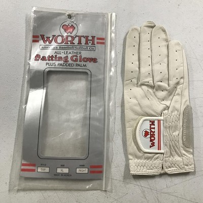 Vintage Worth Schlaghandschuh Herren XL Rechte Hand Weiß Leder 5 Finger
