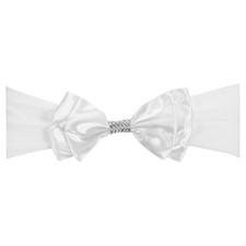 20Pcs 12"x8" Chair Sash Bow Spandex Stretch Chair Cover Band Sashes White