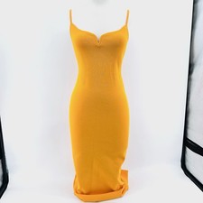 Orange Bodycon Maxi Dress S Tropical Vacation Resort Wedding Guest Sunset