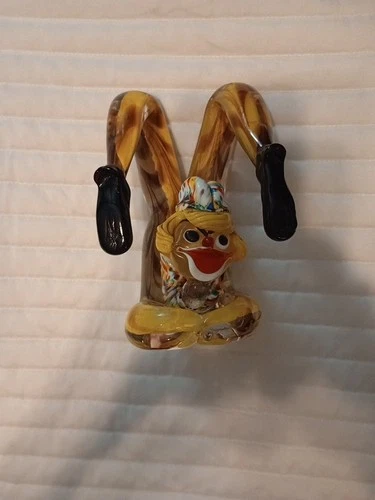 Murano Venetian Art Glass Clown Figurine Hand Blown Italian