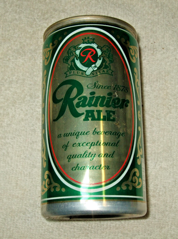 Empty Beer Can Rainier Ale opened from bottom