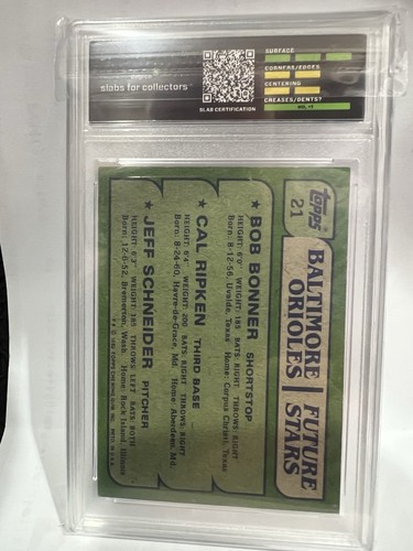 1982 TOPPS CAL RIPKEN JR ROOKIE #21 DEGREE 8 NM MINT GRADED ORIOLES HOF - Picture 6 of 6