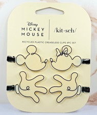 Disney Mickey Mouse X Kitsch Creaseless Hair Clips Set of 4 BNIB