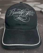 Vintage Rodeo Drive Beverly Hills Hat Strapback  Script Black Silver Cotton