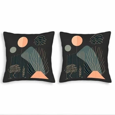 Set of 2 Modern Abstract Throw Pillow Covers 18x18in - Minimalistic Design 