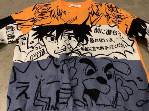 Shein Sweater Anime Manga Colorblock Sz 10Y - Picture 2 of 5
