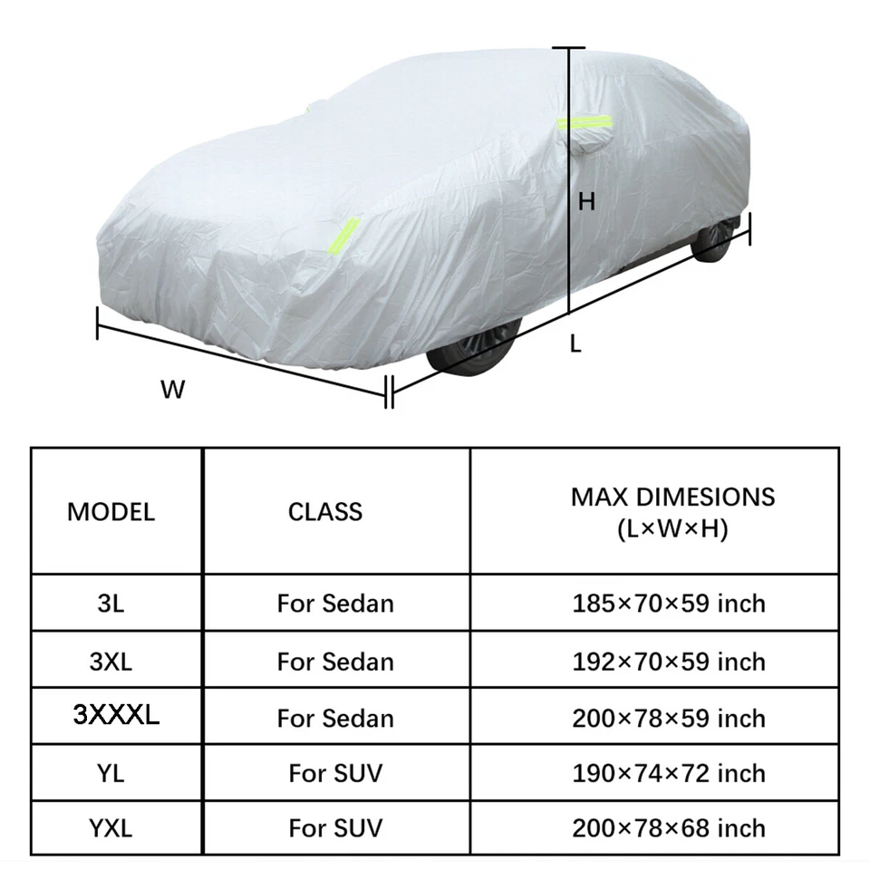 208" Para Chrysler 300C Coche Cubierta Completa Impermeable Sol UV Lluvia A Prueba de Polvo Exterior Foto 2 de 4