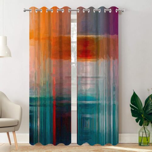 Batmerry Orange Abstract Color Blackout Curtains for Bedroom, Blue Modern Gro... - 第 1/6 張圖片