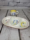 Vintage 1950s Stangl Kiddieware ABC Set Childs Divided Bowl and Cup