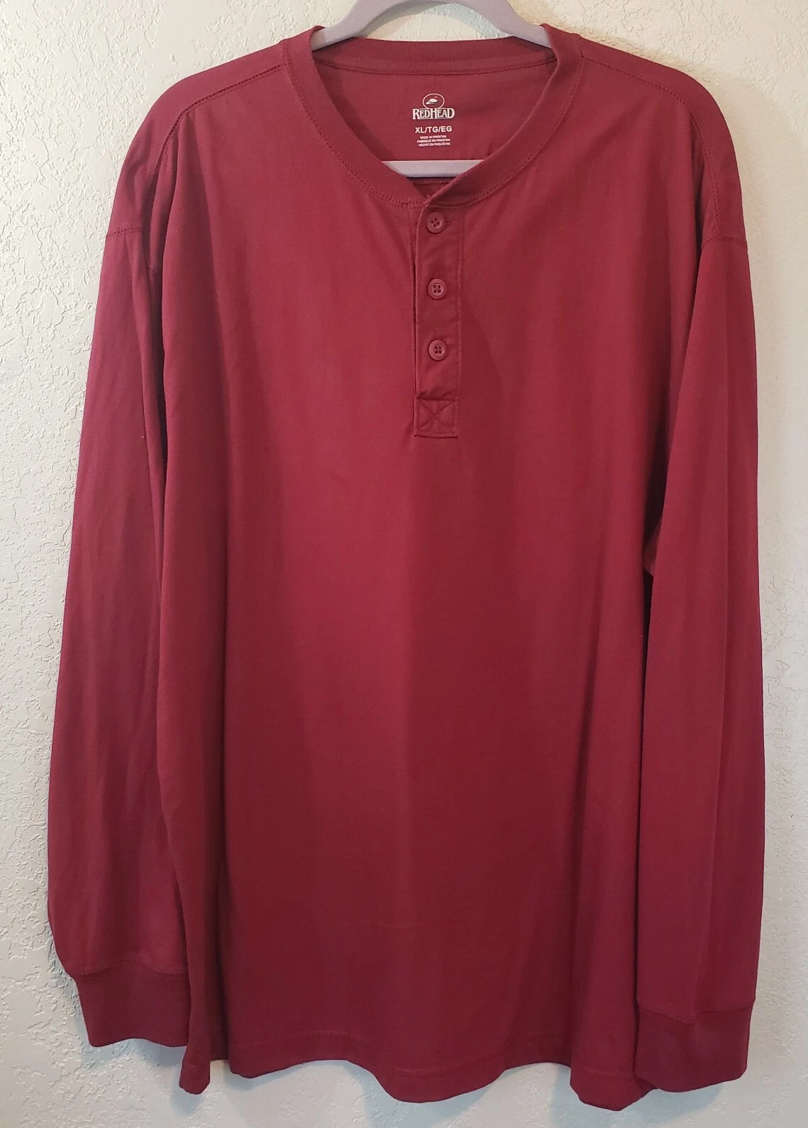 RedHead Henley Shirt Mens XL Red Pullover Long Sleeve Casual Outdoor