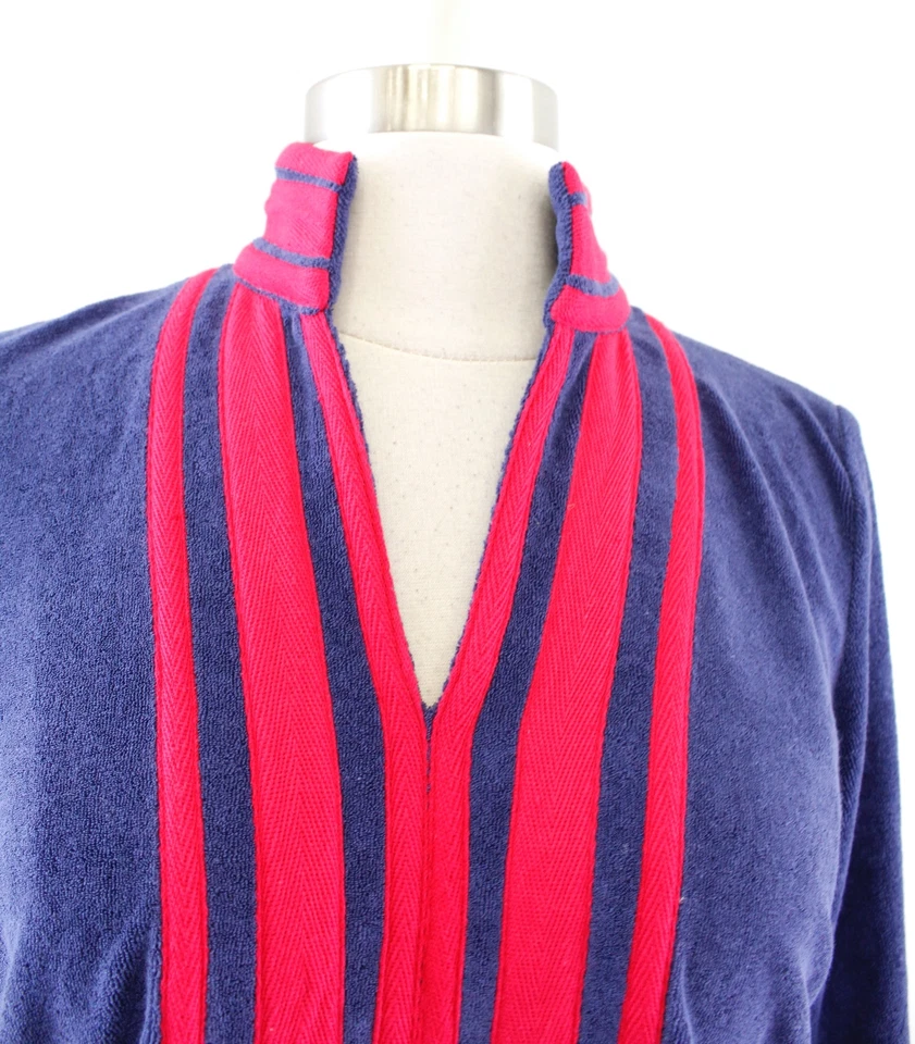 Elizabeth McKay Navy Blue Red French Terry Cloth Tunic Top Blouse Size XS S ? Foto 2 de 4