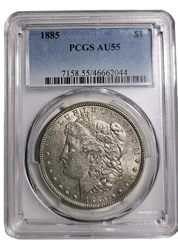 1885 Morgan Silver Dollar PCGS AU55
