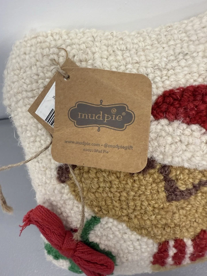 Almohada decorativa cuadrada de madera marrón para perro corona arco rojo 8" pastel de barro #20 Foto 3 de 4