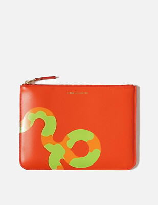 Comme des Garcons Ruby Eyes Zip Pouch in Orange Leather - Brandneu, UVP 195£