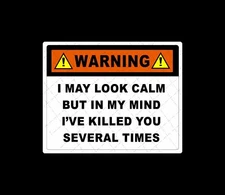 Warning I May Look Calm But in My Head I've Killed You Several.. Funny Stickers