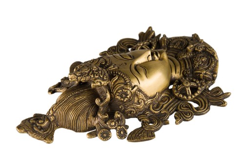 Gesicht von Tara - Masque Buddhistisches Wand aus Messing 850 Gr. Und 21 CM #715 - Picture 5 of 6