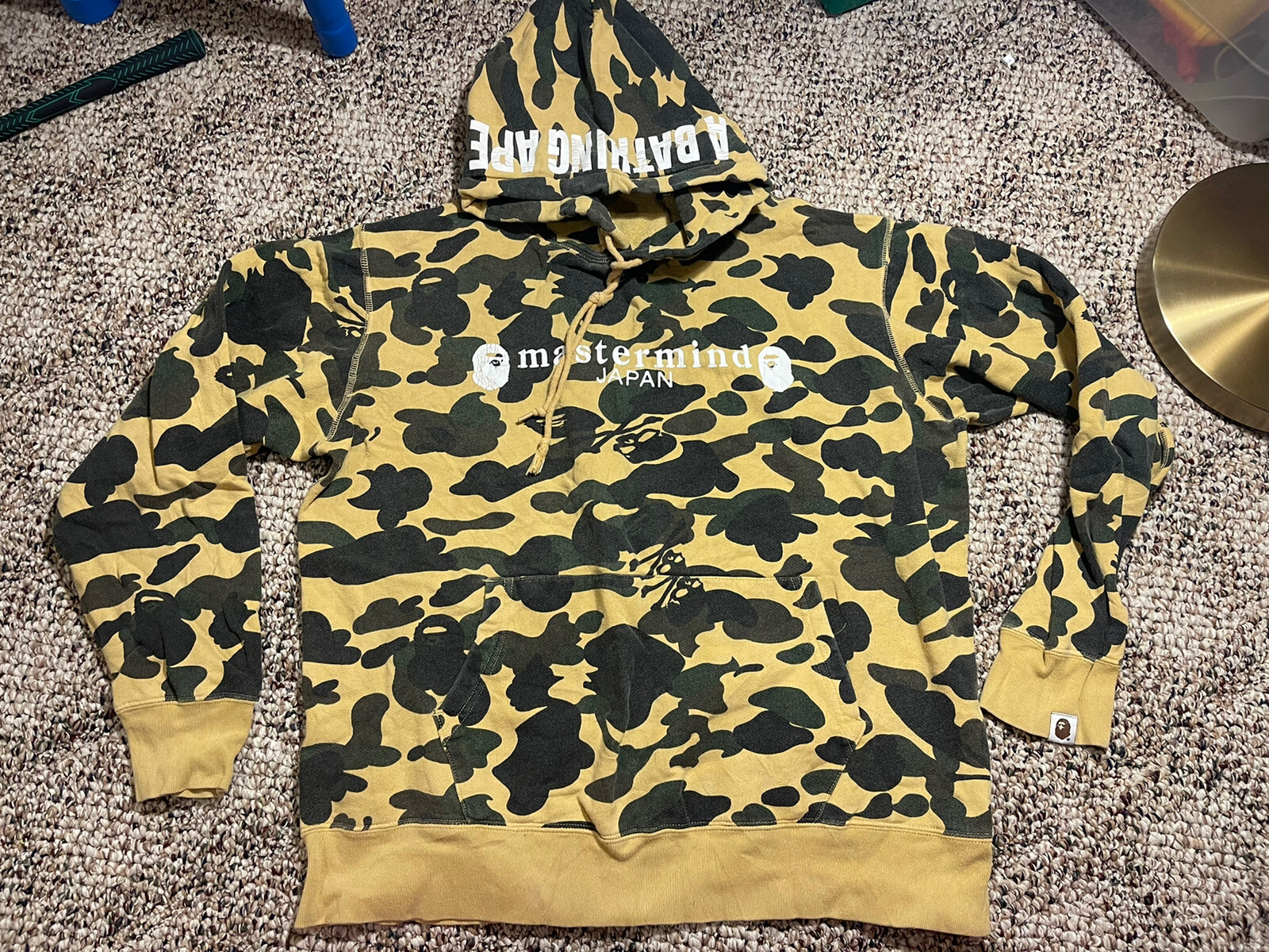 RARE Bape MASTERMIND skull Japan crossbones hoodie A bathing ape L large  Camo | eBay