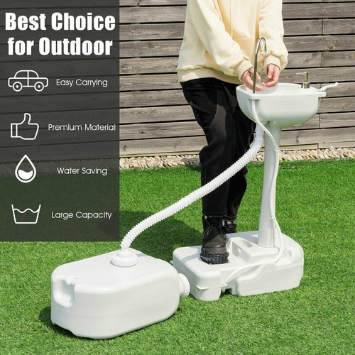 Hand Wash Station Sink Basin Stand 4.5-Gal. Tank Portable Camping Outdoor Indoor - Picture 11 of 12