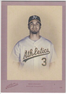 ERIC CHAVEZ /35 STUDIO PORTRAITS LEAF CERTIFIED BACK A'S YANKEES #3 2005 05