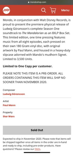 Mandalorian Season One 8X LP Vinyl Box Set Star Wars SOLD OUT ON MONDO - Picture 3 of 7