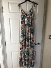 Womens Summer Floral Long Dress Ladies Maxi Dress Size Xs