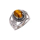 Natural Tiger's Eye Gemstone Handmade  Ring, 925 Silver Tiger's  Statemen Ring.