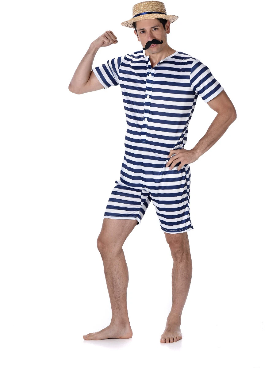 Men's old fashioned striped bathing suit hotsell