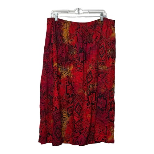 Gonna vintage A Personal Touch donna taglia 40 rossa tribale pull on rayon USA - Foto 2 di 7