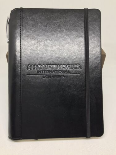 Bloc de notas negro con bolígrafo 6”x8” AMC logotipo grabado recuerdo color negro bonito regalo - Imagen 3 de 8