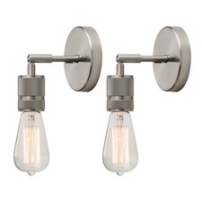 Set of 2 Vintage Industrial Metal E27 Bare Lampholder Sconce Wall Lights