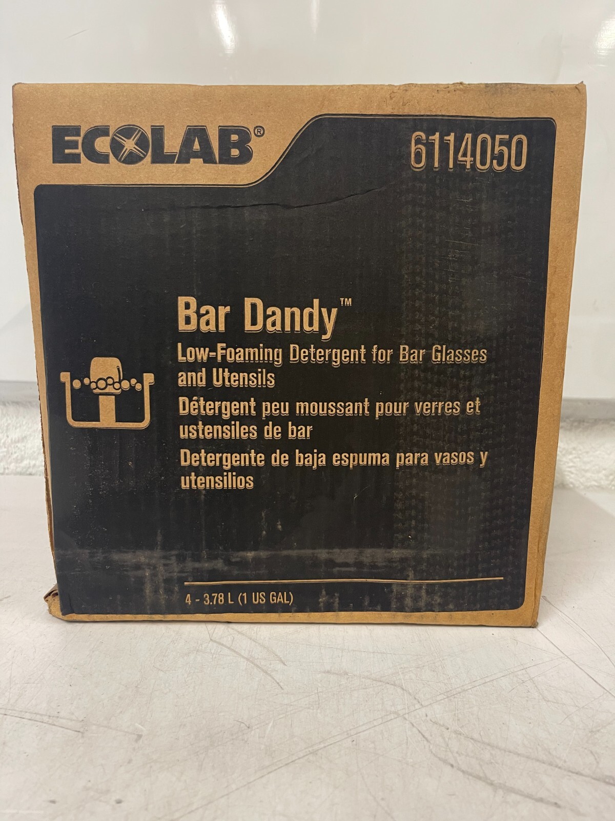 CASE OF 4 Ecolab Bar Dandy Dish Detergent Bar Glasses & Utensils 1 Gal