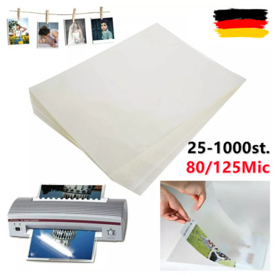 25-1000st. Laminierfolien 2x 80/125 Mic micron Din A4 hochglanz Heiß Laminieren