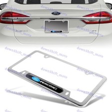 For 1pcs Ford Racing Black Silver License Plate Frame Stainless Steel Metal New