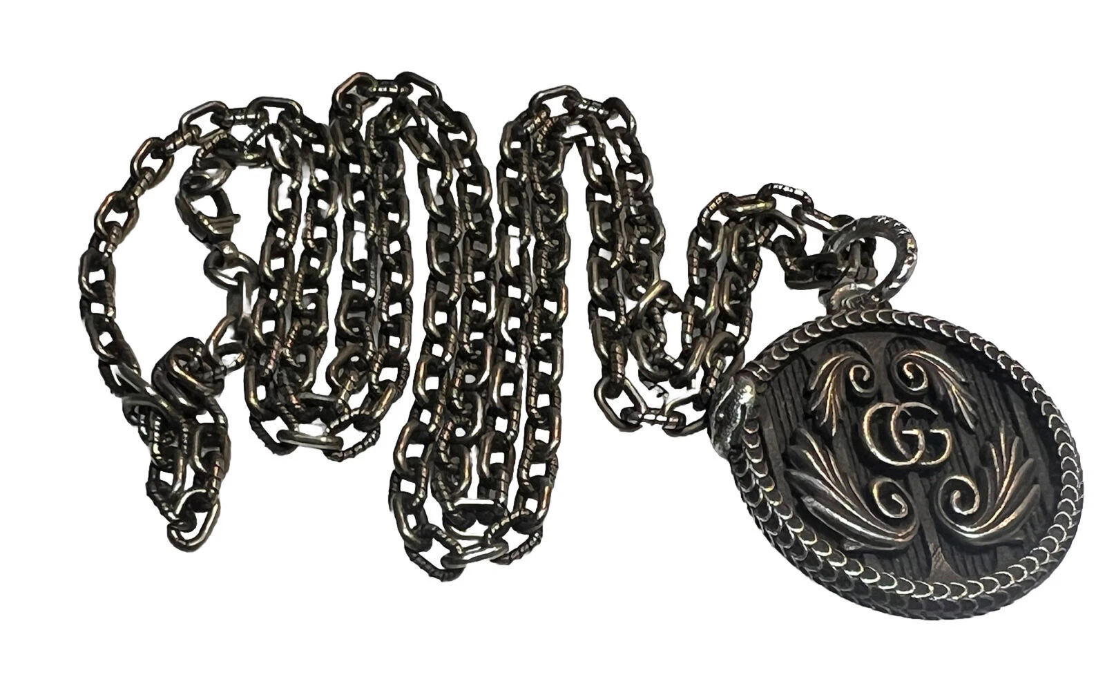 Nuova Collana Gucci Garden Snake GG Logo Marmont Argento Sterling 28"" $1490