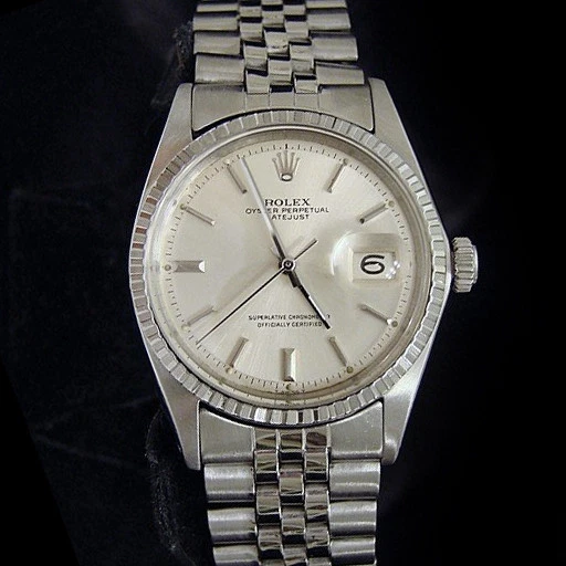 Reloj Rolex Datejust de acero inoxidable para hombre con pulsera Jubilee y esfera plateada 1603