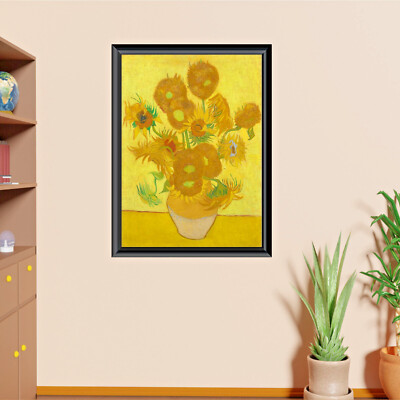 Van Gogh Vase Sonnenblumen Gemälde Wandaufkleber Wandbild Poster Rahmen Effekt P017
