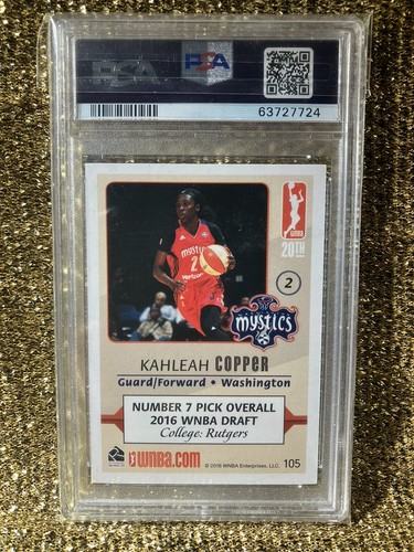 Kahleah Copper 2016 Rittenhouse WNBA Chicago Sky RC PSA 9 - Picture 2 of 2