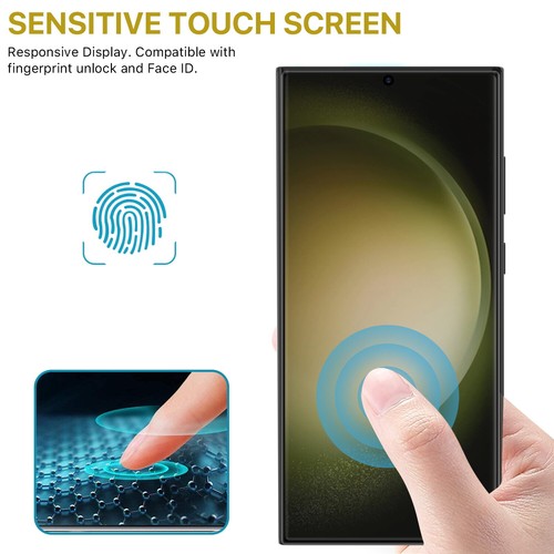 For Samsung Galaxy S24 Ultra Tempered Glass Screen Protector, Full Coverage - Photo 3 sur 4