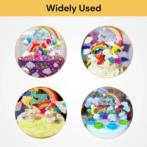 21pcs Unicorn Cake Topper Kit Cloud Rainbow Happy Birthday Banner Decorations AU - Picture 9 of 10