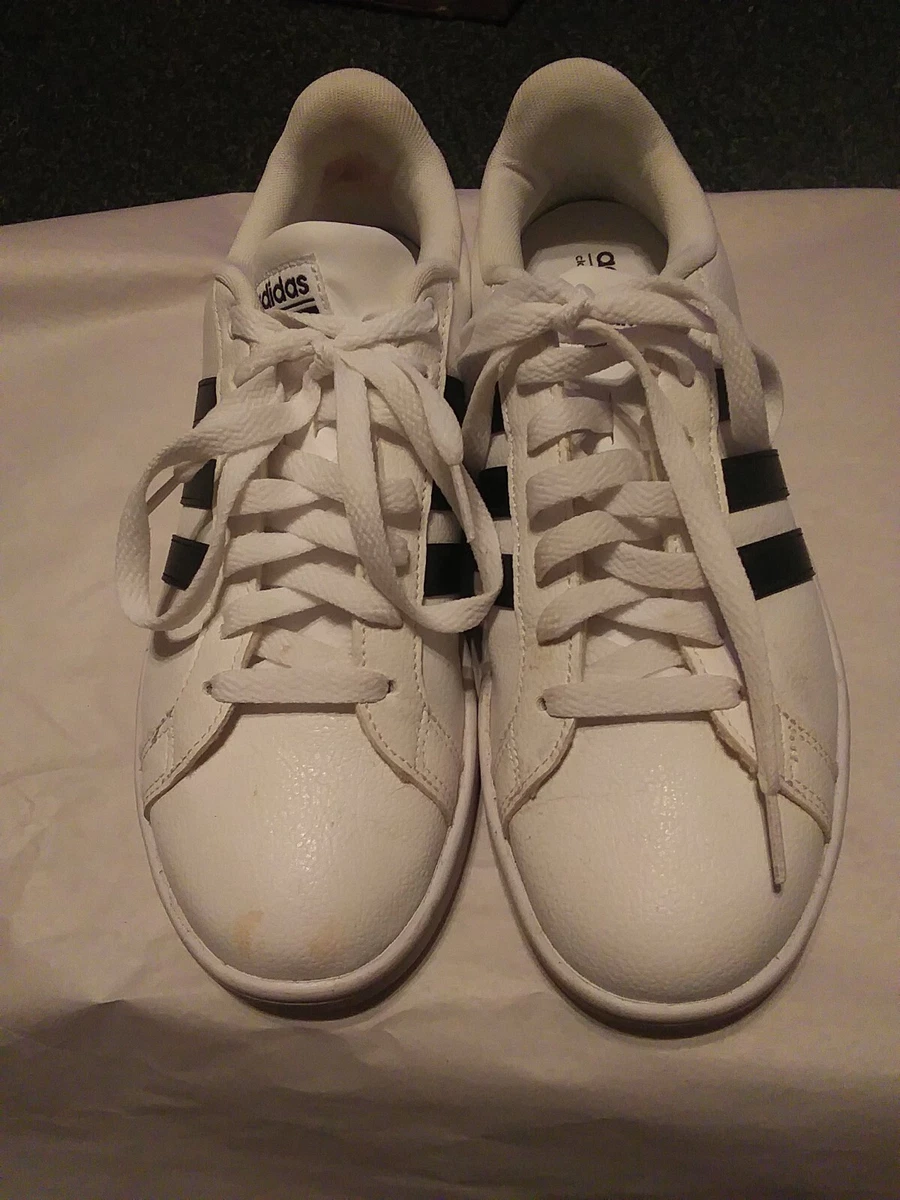 Adidas Neo Cloudfoam Memory Footbed White w black stripes Women s