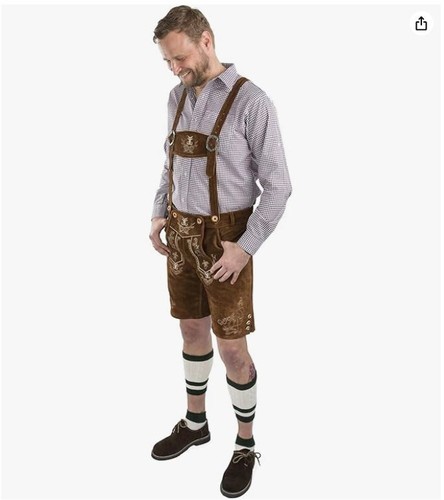 Schöneberger Trachten Couture Men Lederhosen Germany Pants, Brown EU 52 - Bild 2 von 3