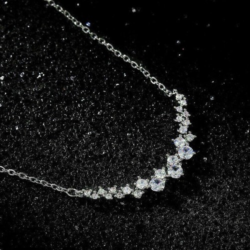3Ct Round Cut VVS1D Diamond Women's Necklace in 14K White Gold FN 18 Free Chain - Picture 3 of 5