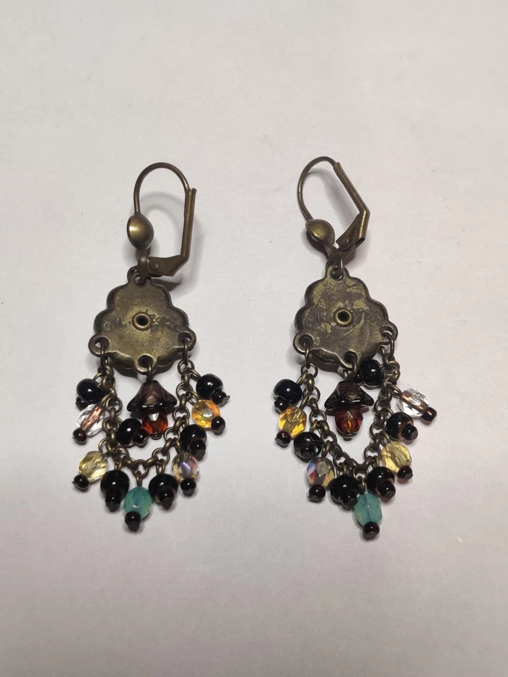 Michal Negrin Dangling Chains Earrings Flower Teardrop Swarovski Crystals Dangle - Image 4 of 4