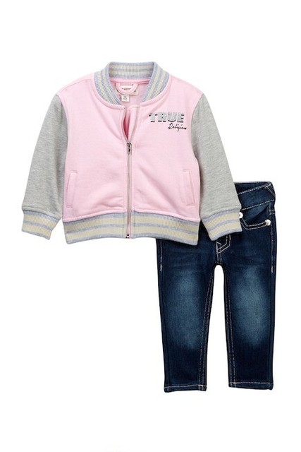 True Religion Toddler Girl Size 5 Varsity Set Jacket Jeans Soft Pink Nwt For Sale Online