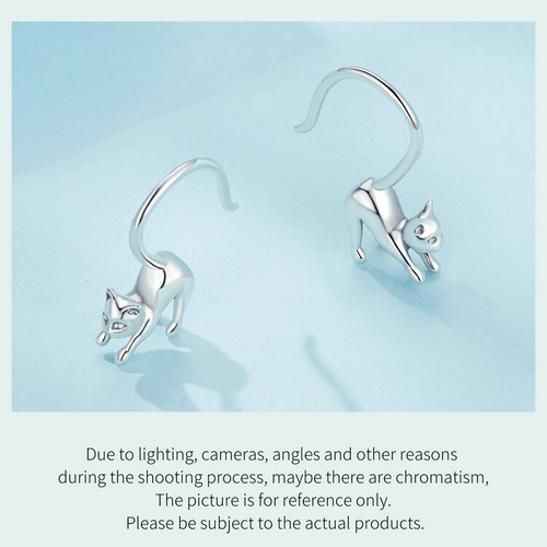 Bamoer Argento Sterling 925 Gatto Carini Orecchini Animali Donna Regalo Festa Gioielli - Foto 4 di 15