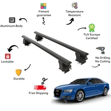 Bare Roof Rack Cross Bars Set for AUDI A8 D4/4H 4 Door 09-13 Black