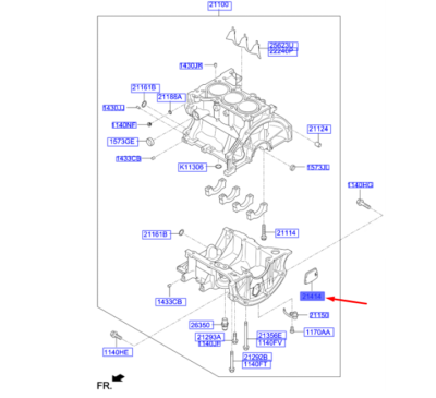 Hyundai Kona MK1 Zylinderblockabdeckung 214142B010, Originalteil